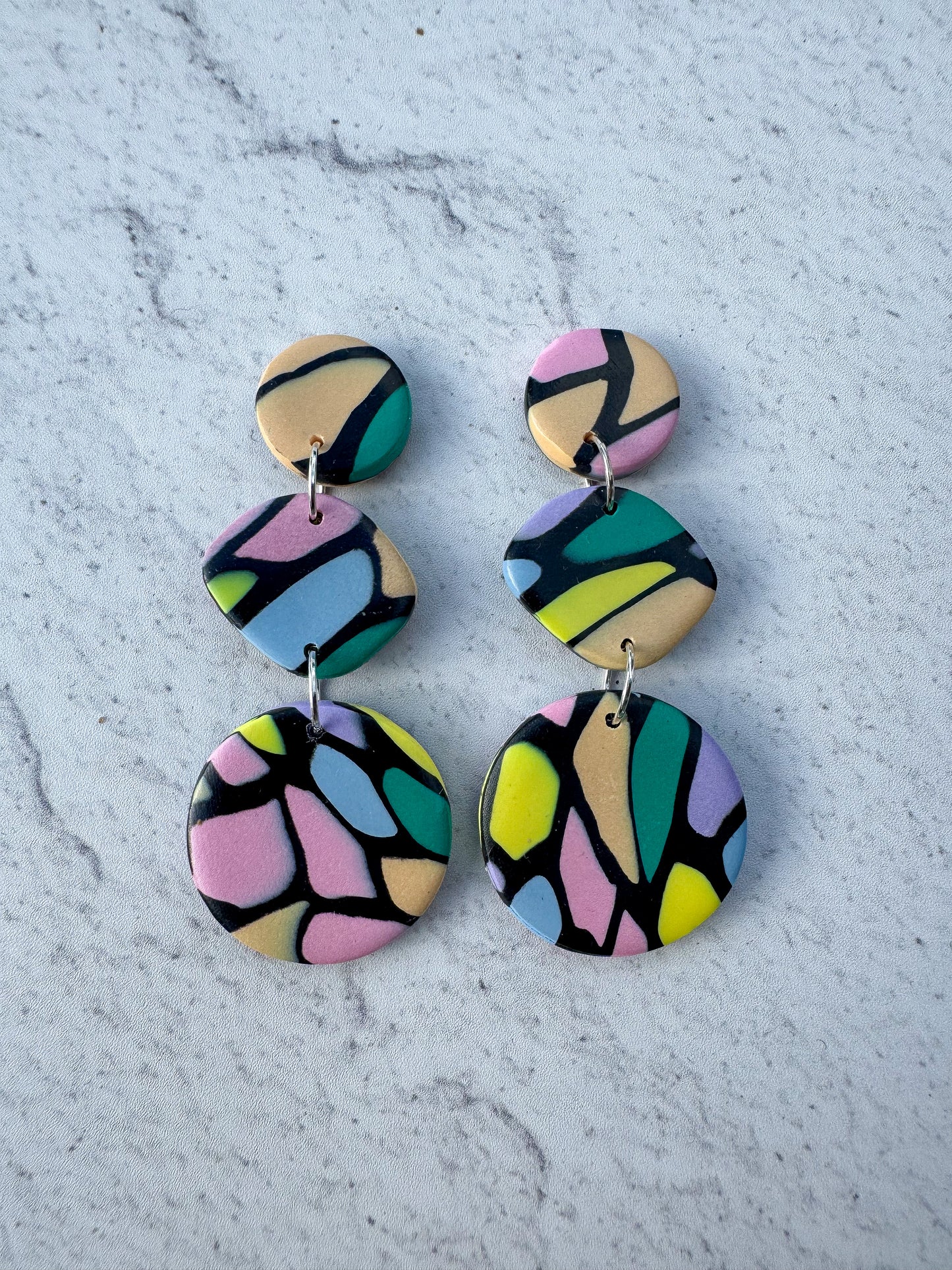 Pastel Stained Glass Circle Dangles