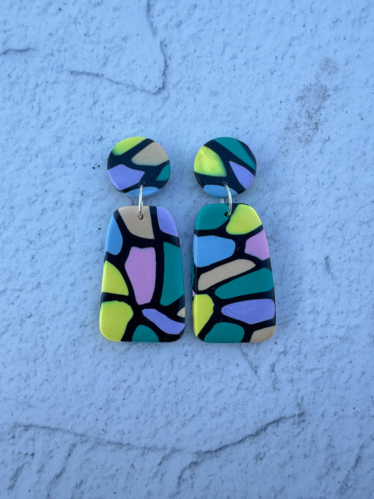 Pastel Stained Glass Trapeze Dangles