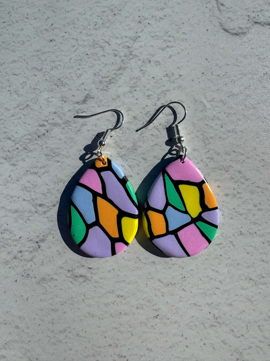 Pastel Stained Glass Teardrop Hooks