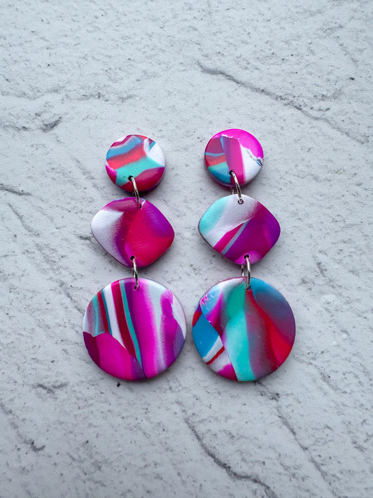 Bubblegum Circle Dangles