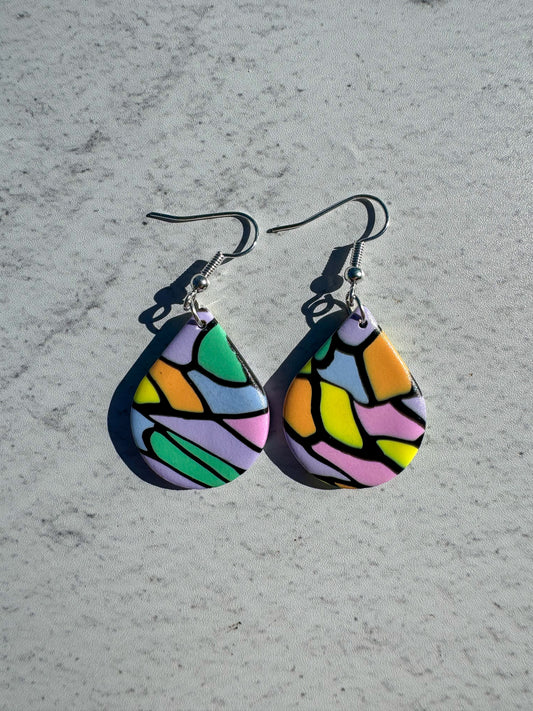 Pastel Stained Glass Mini Teardrop Hooks