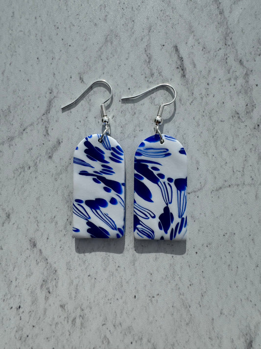 Blue China Circle Dangles