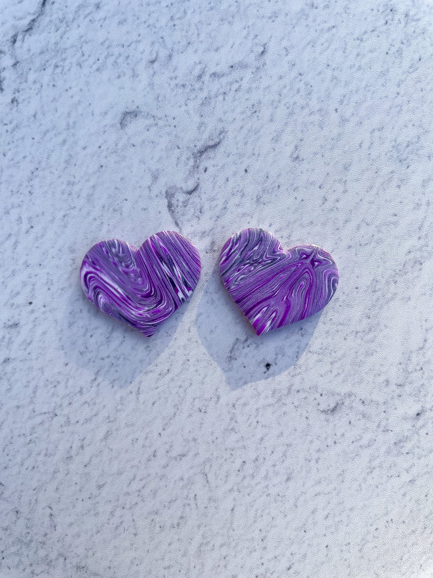 Purple Galaxy Heart Stud