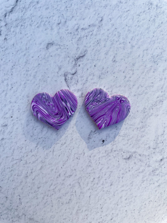 Purple Galaxy Heart Stud